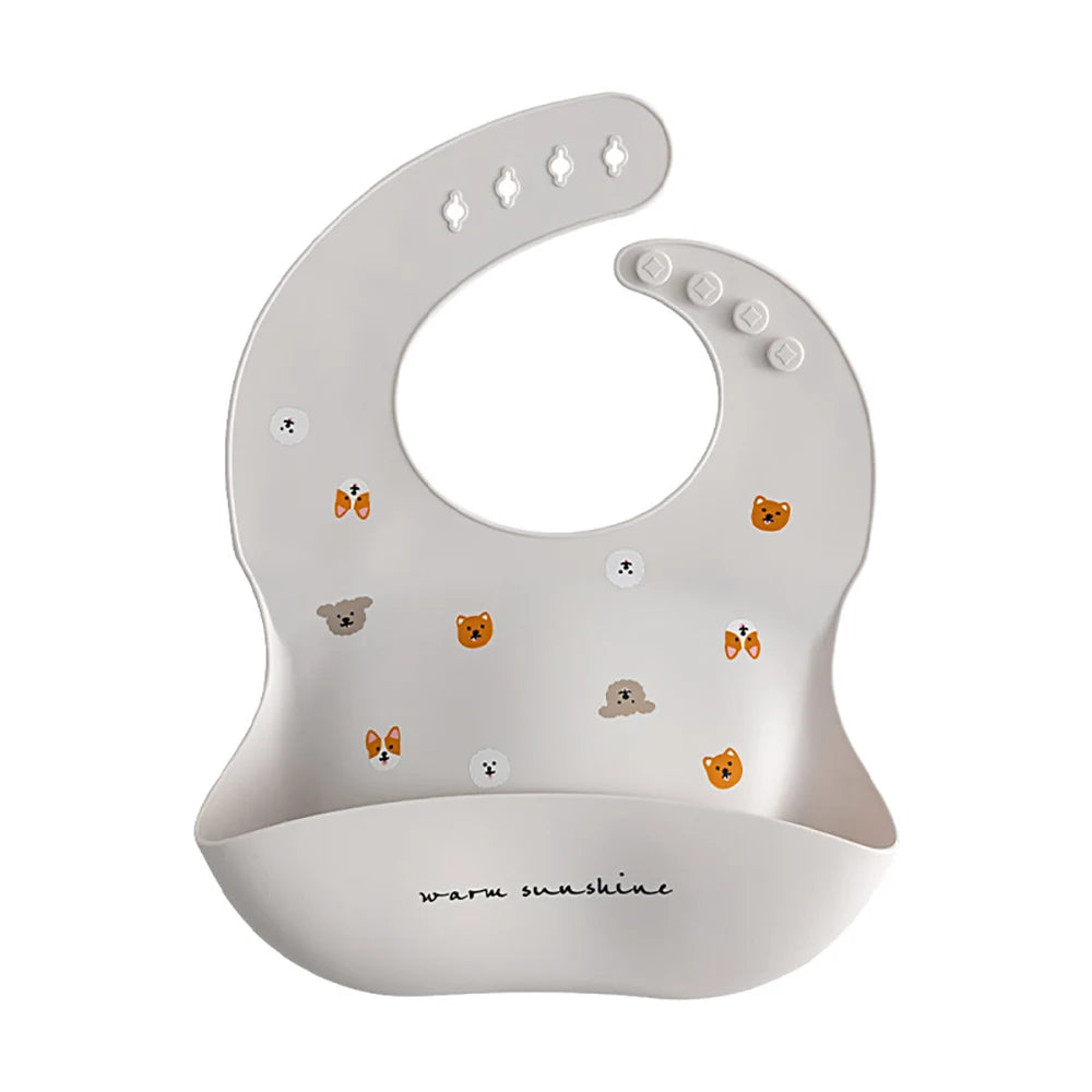 Waterproof Adjustable Silicone Bib With a Pocket