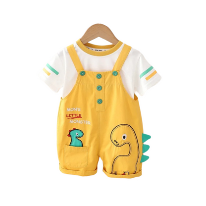 2Pcs Children Dino Overall Set