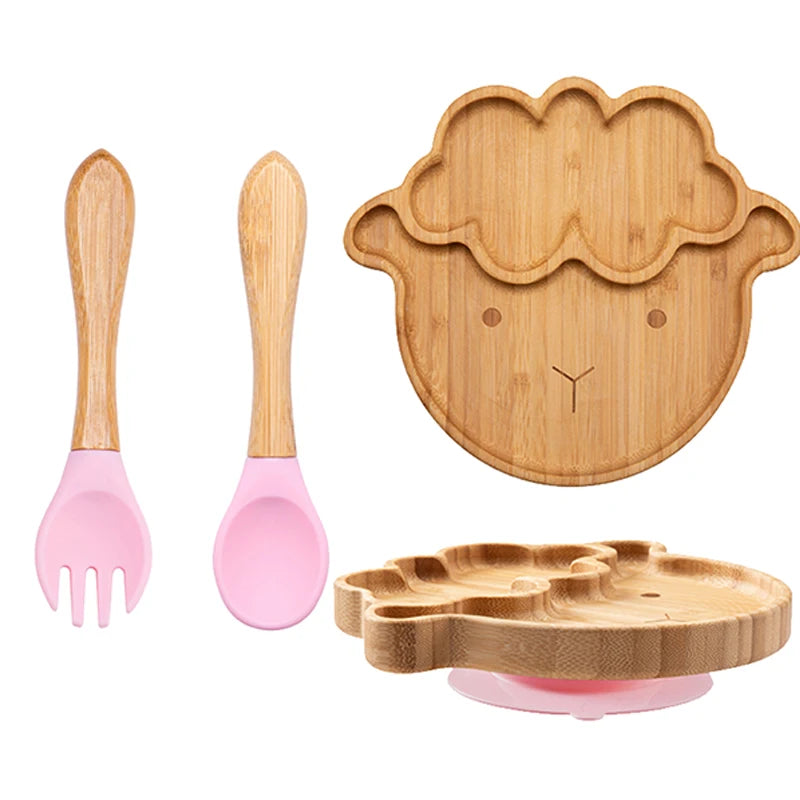 3Pcs Baby Bamboo Plate Set