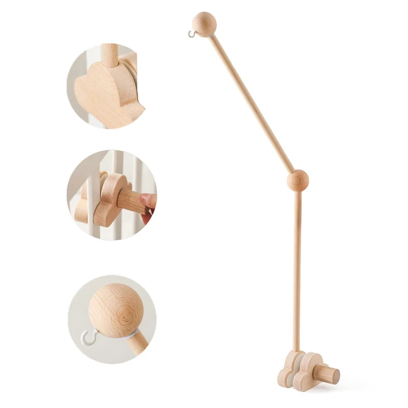 Baby Wooden Bedbell Rattle Toy Bracket