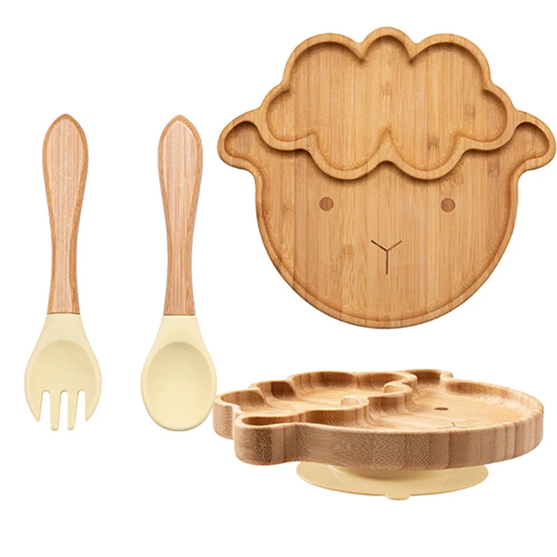 3Pcs Baby Bamboo Plate Set