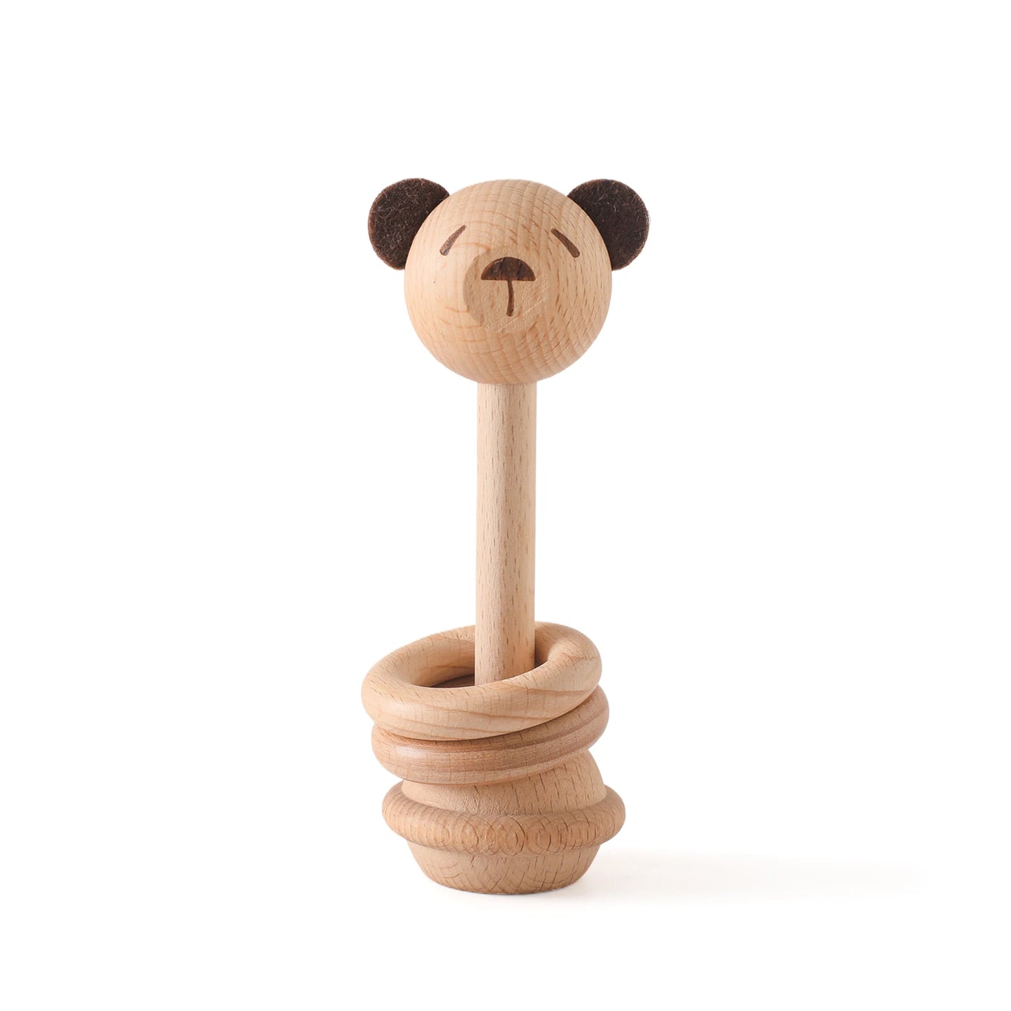 Wooden Teether Animal Shape Rattle Toy