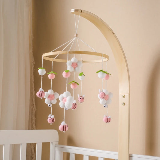 Baby Crib Bed Bell Rattle Bees & Flowers Toy