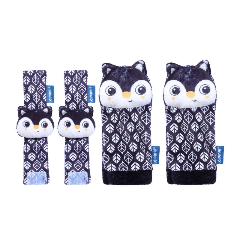 4Pcs Baby Rattle Socks Set