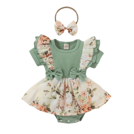 Baby Girl Balloon Dress With a Bow Headband