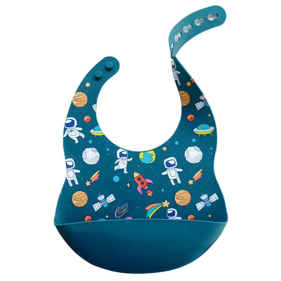 Cartoon Printed Waterproof Soft Baby Silicone Bib