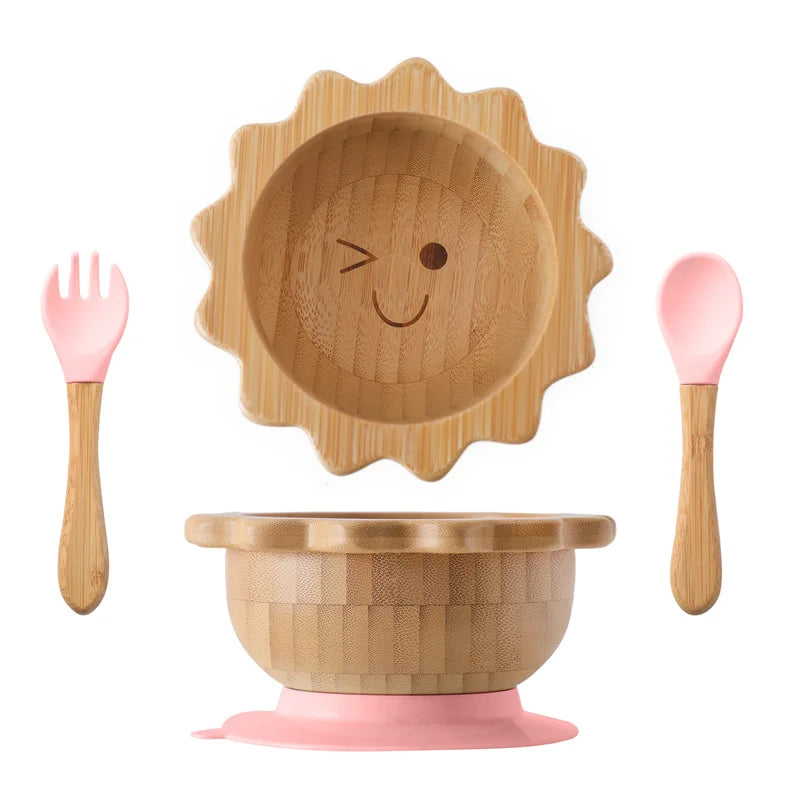 3Pcs Wooden Bamboo Tableware Set