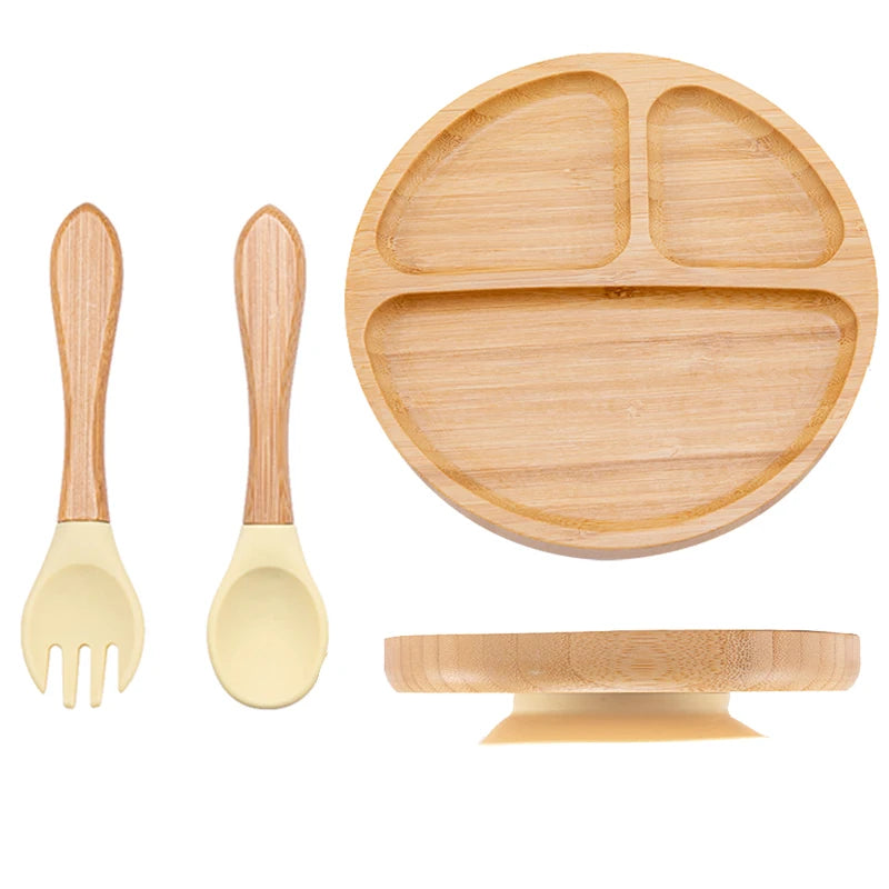 3Pcs Baby Bamboo Plate Set