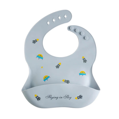 Waterproof Adjustable Silicone Bib With a Pocket