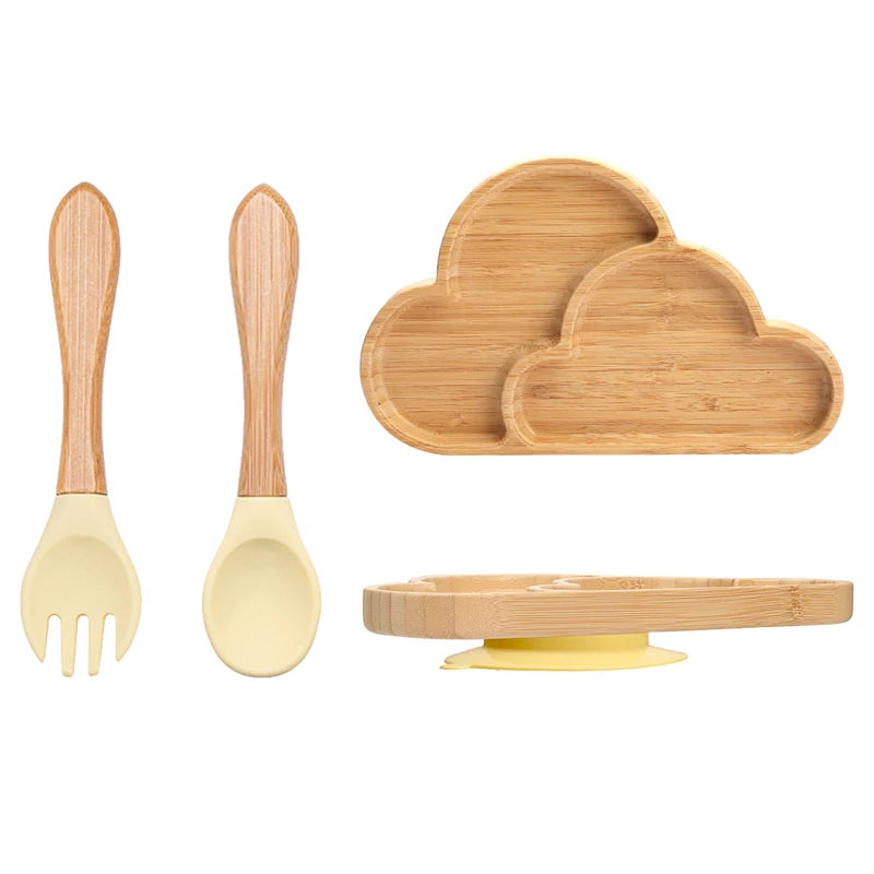 3Pcs Baby Bamboo Plate Set