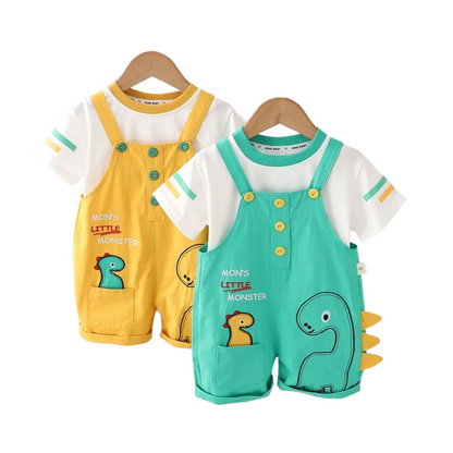 2Pcs Children Dino Overall Set