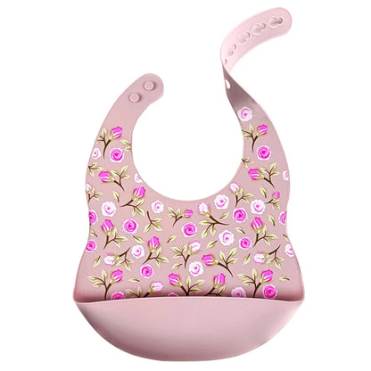 Cartoon Printed Waterproof Soft Baby Silicone Bib