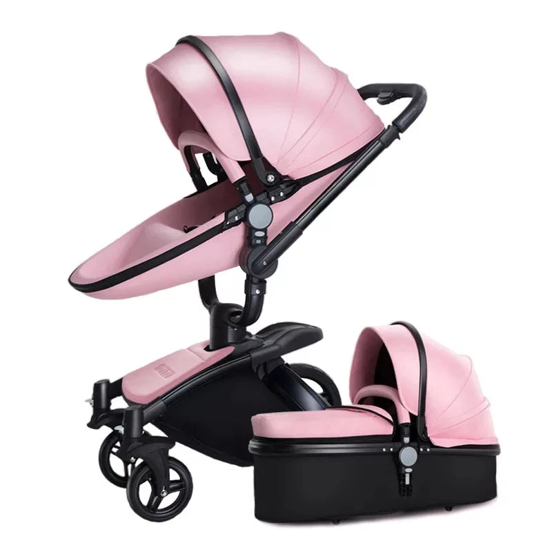 Luxury Leather 3 in 1 Baby Stroller Set