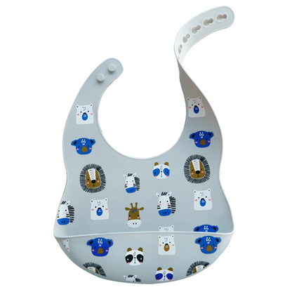 Cartoon Printed Waterproof Soft Baby Silicone Bib