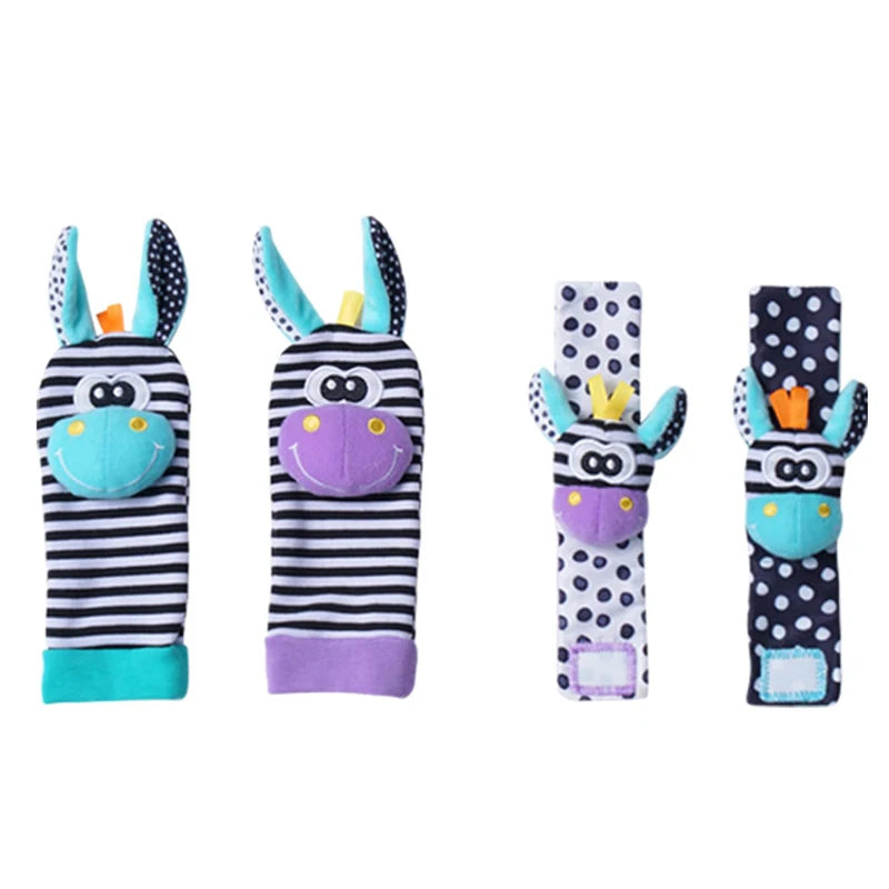 4Pcs Baby Rattle Socks Set