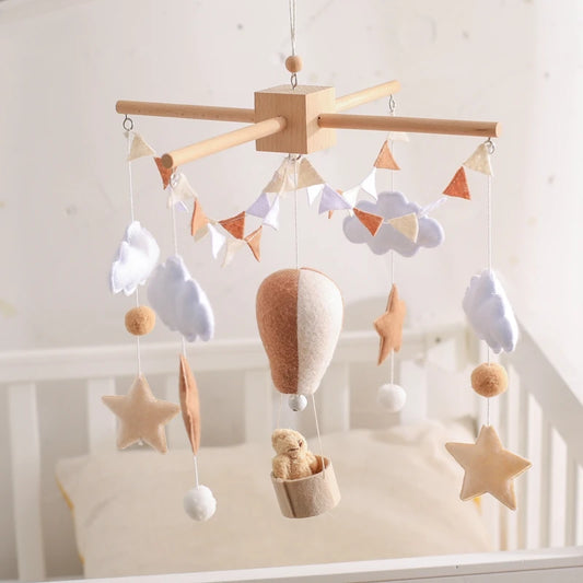 Baby Crib Mobile Clouds & Air Balloon Rattle Toy