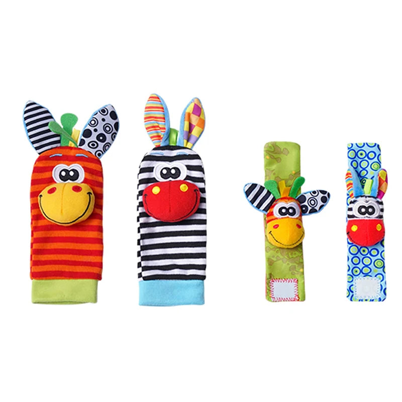 4Pcs Baby Rattle Socks Set