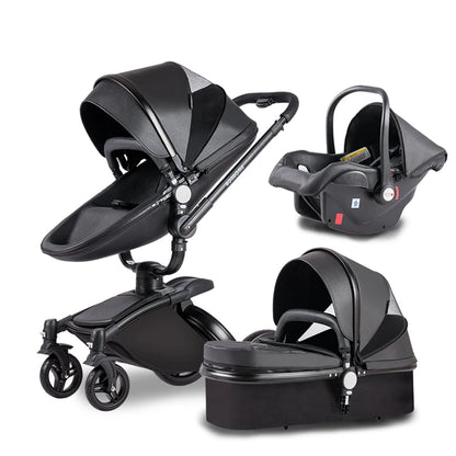 Luxury Leather 3 in 1 Baby Stroller Set