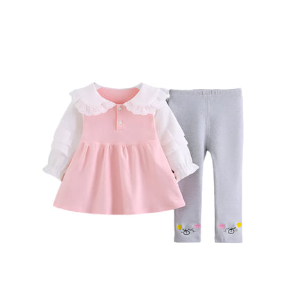 2Pcs Children Dress & Leggings Outfit Set