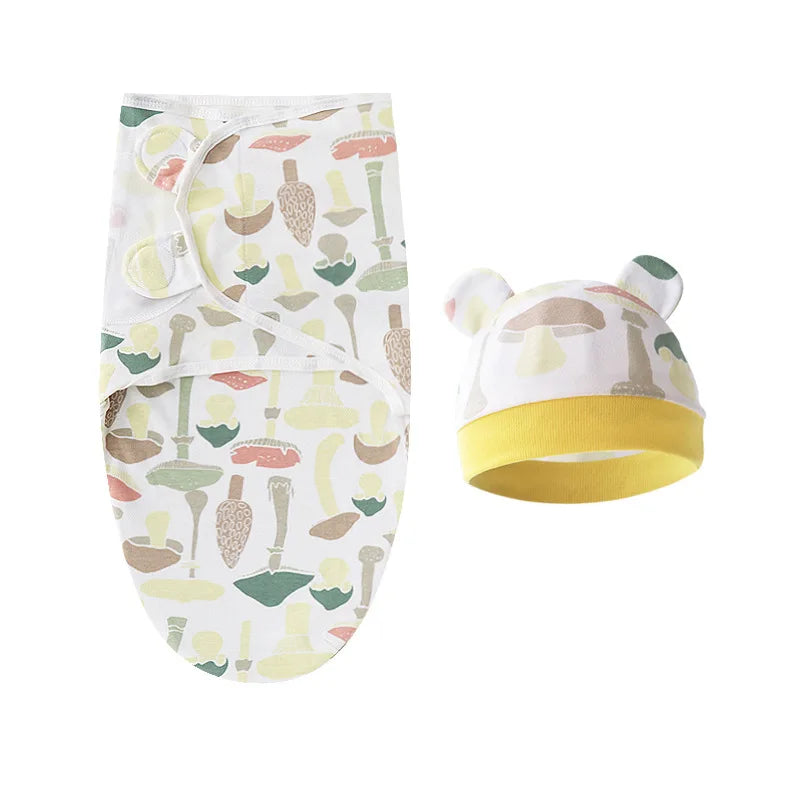 Baby Blanket Swaddle With a Hat Set