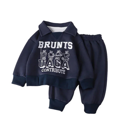 Unisex Children Tracksuit Set With Polo Collar