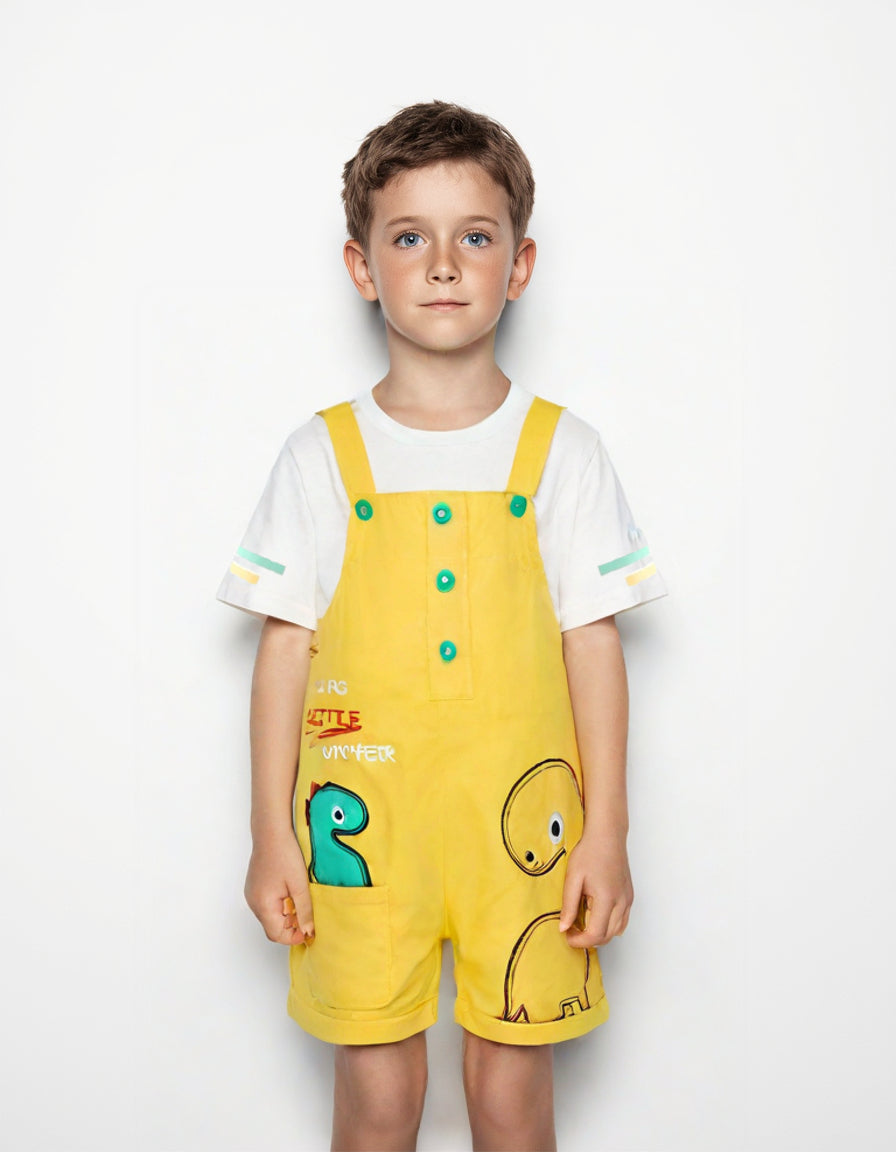 2Pcs Children Dino Overall Set